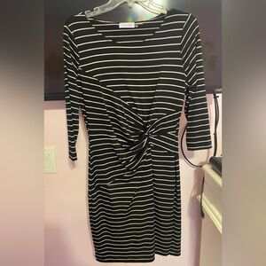 Black and white horizontal striped dress